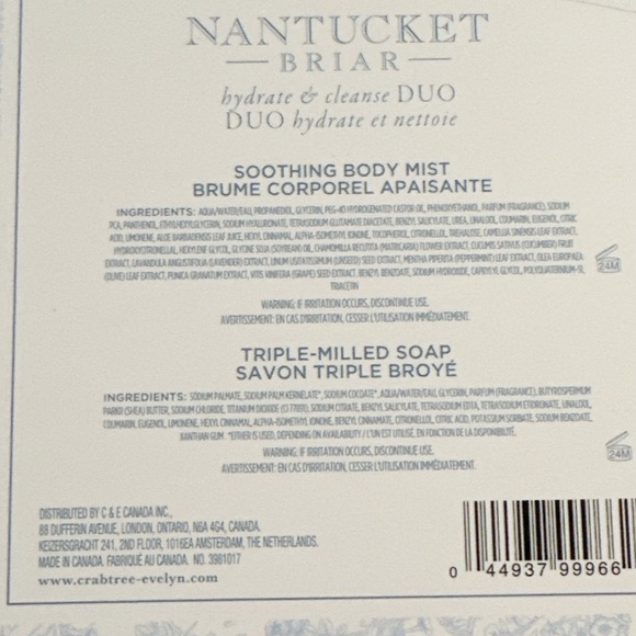 NEW Crabtree & Evelyn NANTUCKET BRIAR Soothing Body Mist & Triple Milled Soap - Picture 6 of 6